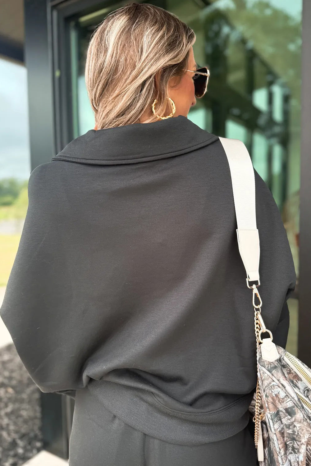 Collared V Neck Pullover Sweat Set